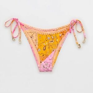 Aerie Crochet Trim Low Rise Tie Cheekiest Bikini Bottom